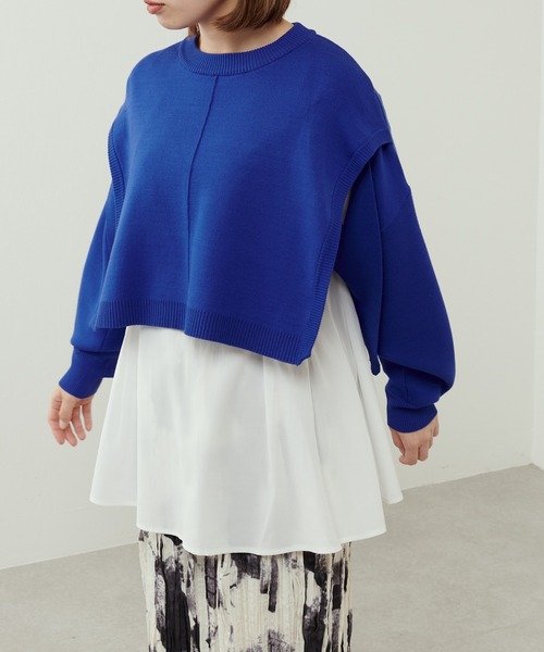 Lui's(ルイス)の「フレアブラウスニットレイヤードトップス(Tシャツ/カットソー・レディース・ブラック/グリーン/ブルー・FREE)」の3枚目の写真