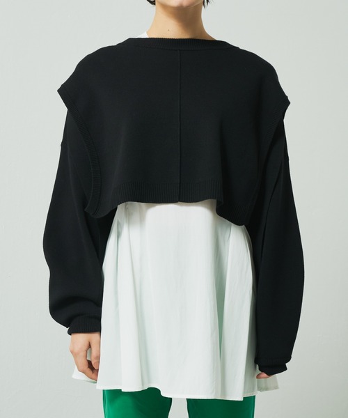 Lui's(ルイス)の「フレアブラウスニットレイヤードトップス(Tシャツ/カットソー・レディース・ブラック/グリーン/ブルー・FREE)」の10枚目の写真