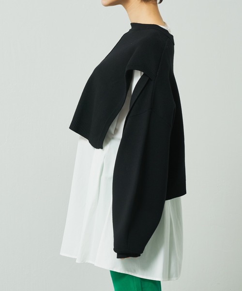 Lui's(ルイス)の「フレアブラウスニットレイヤードトップス(Tシャツ/カットソー・レディース・ブラック/グリーン/ブルー・FREE)」の11枚目の写真