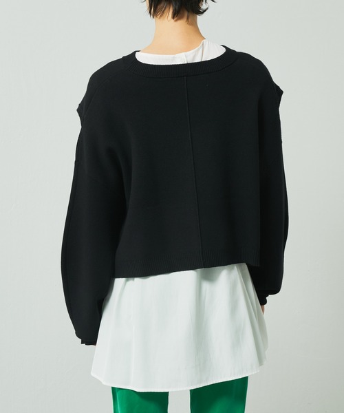 Lui's(ルイス)の「フレアブラウスニットレイヤードトップス(Tシャツ/カットソー・レディース・ブラック/グリーン/ブルー・FREE)」の12枚目の写真