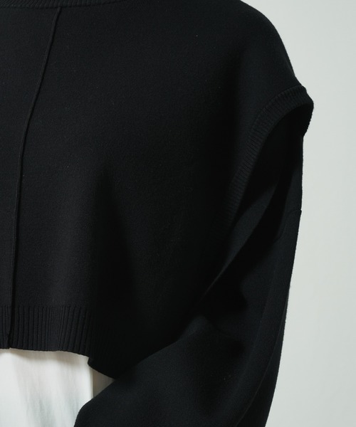 Lui's(ルイス)の「フレアブラウスニットレイヤードトップス(Tシャツ/カットソー・レディース・ブラック/グリーン/ブルー・FREE)」の15枚目の写真