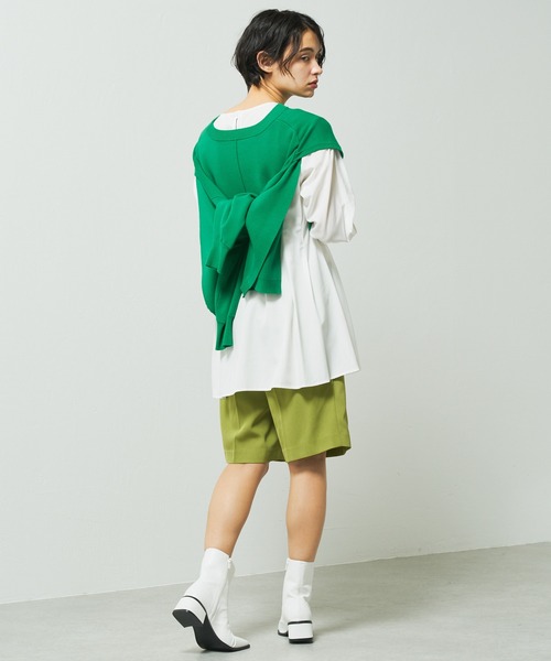 Lui's(ルイス)の「フレアブラウスニットレイヤードトップス(Tシャツ/カットソー・レディース・ブラック/グリーン/ブルー・FREE)」の4枚目の写真