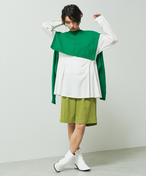 Lui's(ルイス)の「フレアブラウスニットレイヤードトップス(Tシャツ/カットソー・レディース・ブラック/グリーン/ブルー・FREE)」の5枚目の写真