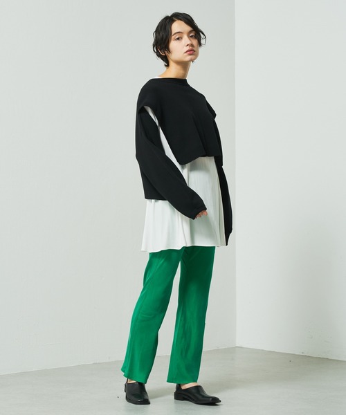 Lui's(ルイス)の「フレアブラウスニットレイヤードトップス(Tシャツ/カットソー・レディース・ブラック/グリーン/ブルー・FREE)」の7枚目の写真