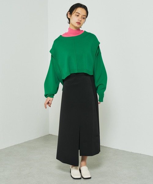 Lui's(ルイス)の「フレアブラウスニットレイヤードトップス(Tシャツ/カットソー・レディース・ブラック/グリーン/ブルー・FREE)」の6枚目の写真