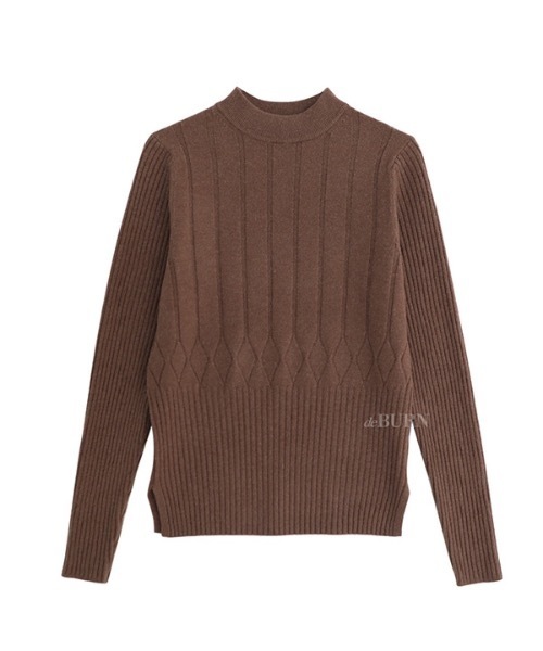 deBURN（デバーン）の「【deBURN 】ダイアハーフネックニット / dia half turtle_KN（ニット/セーター・レディース・ブラック/ブラウン/カーキ/アイボリー/ライトベージュ・FREE）」の4枚目の写真