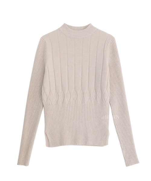 deBURN（デバーン）の「【deBURN 】ダイアハーフネックニット / dia half turtle_KN（ニット/セーター・レディース・ブラック/ブラウン/カーキ/アイボリー/ライトベージュ・FREE）」の5枚目の写真