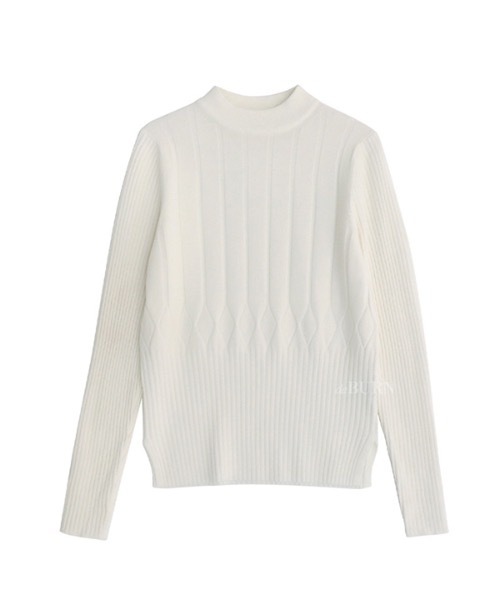 deBURN（デバーン）の「【deBURN 】ダイアハーフネックニット / dia half turtle_KN（ニット/セーター・レディース・ブラック/ブラウン/カーキ/アイボリー/ライトベージュ・FREE）」の2枚目の写真