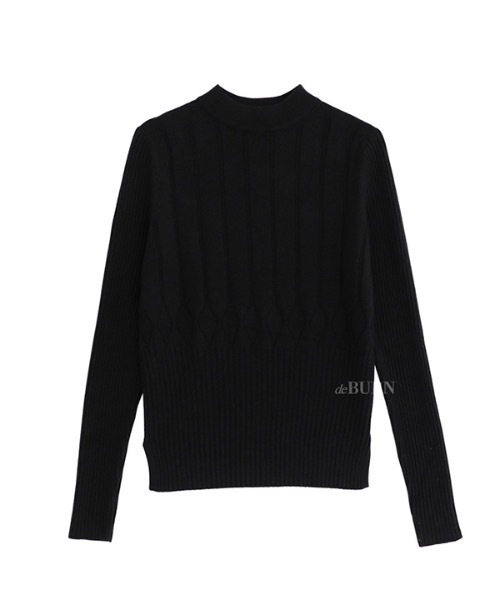 deBURN（デバーン）の「【deBURN 】ダイアハーフネックニット / dia half turtle_KN（ニット/セーター・レディース・ブラック/ブラウン/カーキ/アイボリー/ライトベージュ・FREE）」の3枚目の写真