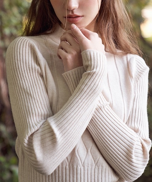 deBURN（デバーン）の「【deBURN 】ダイアハーフネックニット / dia half turtle_KN（ニット/セーター・レディース・ブラック/ブラウン/カーキ/アイボリー/ライトベージュ・FREE）」の20枚目の写真