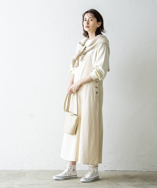 studio CLIP（スタディオクリップ）の「エコデニムジャンパースカート（スカート・レディース・インディゴブルー/アイボリー/ブルー・MEDIUM/LARGE）」の2枚目の写真