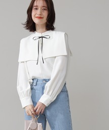 N.（N. Natural Beauty Basic） | ◆襟付とろみブラウス(シャツ/ブラウス)