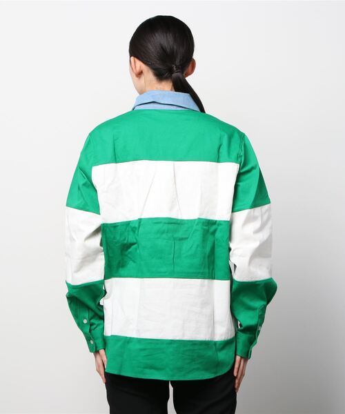 UGG（アグ）の「UGG＠mos デニムネック ボーダーシャツ（シャツ/ブラウス・レディース・ネイビー/レッド/グリーン・M/L/XL）」の16枚目の写真