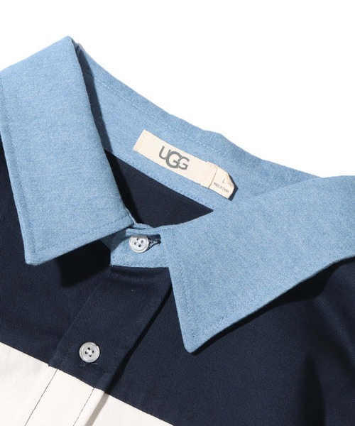 UGG（アグ）の「UGG＠mos デニムネック ボーダーシャツ（シャツ/ブラウス・レディース・ネイビー/レッド/グリーン・M/L/XL）」の19枚目の写真