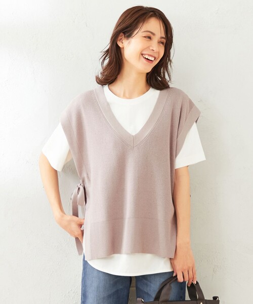 【セットアイテム】ニットベスト×ラウンドテールTシャツ