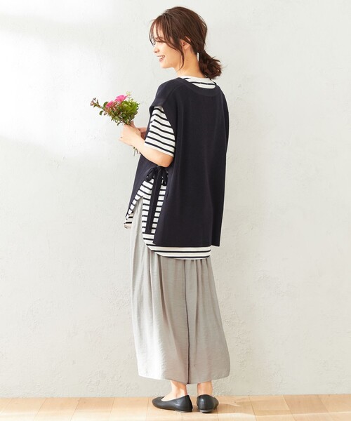 【セットアイテム】ニットベスト×ラウンドテールTシャツ