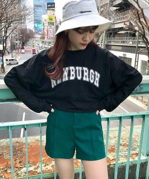 INGNI（イング）の「グラフィックショートミニスウェット／トップス（Tシャツ/カットソー・レディース・オートミール/ブラック/ピンク/グリーン・M）」の5枚目の写真