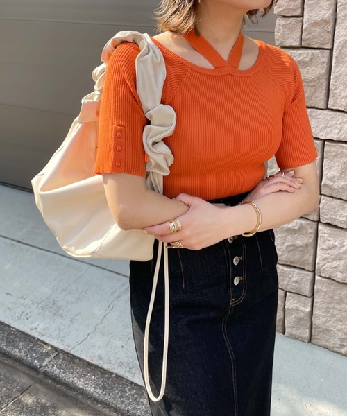 archives（アルシーヴ）の「ギャザーハンドルバッグ（ショルダーバッグ・レディース・ブラック/アイボリー・FREE）」の8枚目の写真