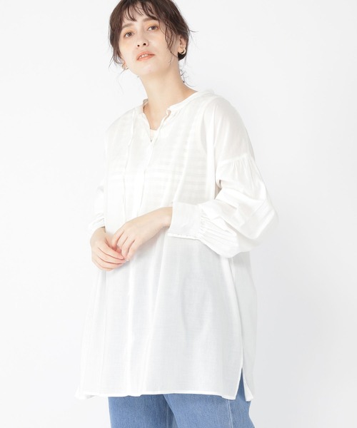 studio CLIP（スタディオクリップ）の「ダブルフロントリボンディティールブラウス（シャツ/ブラウス・レディース・ブラック/ベージュ/オフホワイト・FREE）」の2枚目の写真