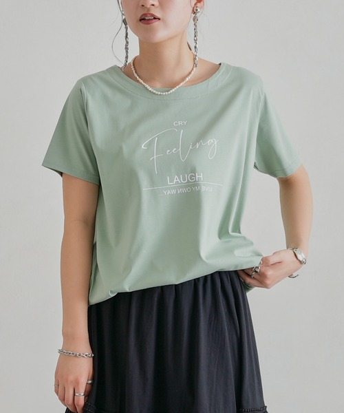 Chez toi(シェトワ)の「レイヤードロゴT(Tシャツ/カットソー・レディース・ブラック/オフホワイト/ミント・FREE)」の3枚目の写真