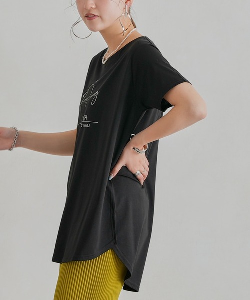 Chez toi(シェトワ)の「レイヤードロゴT(Tシャツ/カットソー・レディース・ブラック/オフホワイト/ミント・FREE)」の1枚目の写真