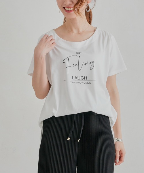 Chez toi(シェトワ)の「レイヤードロゴT(Tシャツ/カットソー・レディース・ブラック/オフホワイト/ミント・FREE)」の7枚目の写真