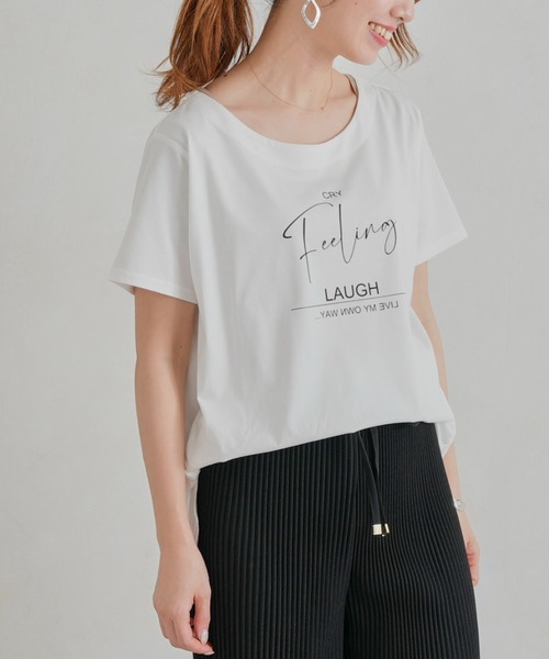 Chez toi(シェトワ)の「レイヤードロゴT(Tシャツ/カットソー・レディース・ブラック/オフホワイト/ミント・FREE)」の8枚目の写真