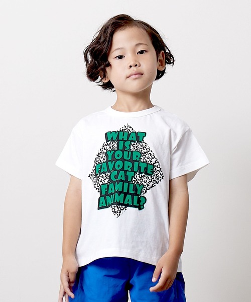 DILASH（ディラッシュ）の「ヒョウ柄×ロゴデザイン半袖Tシャツ（Tシャツ/カットソー・キッズ・グレー/パープル/オフホワイト・110/100/80/120/90/140/130）」の2枚目の写真