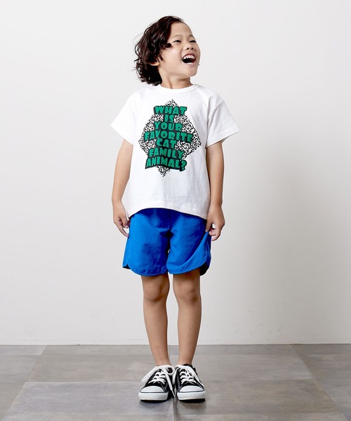 DILASH（ディラッシュ）の「ヒョウ柄×ロゴデザイン半袖Tシャツ（Tシャツ/カットソー・キッズ・グレー/パープル/オフホワイト・110/100/80/120/90/140/130）」の6枚目の写真