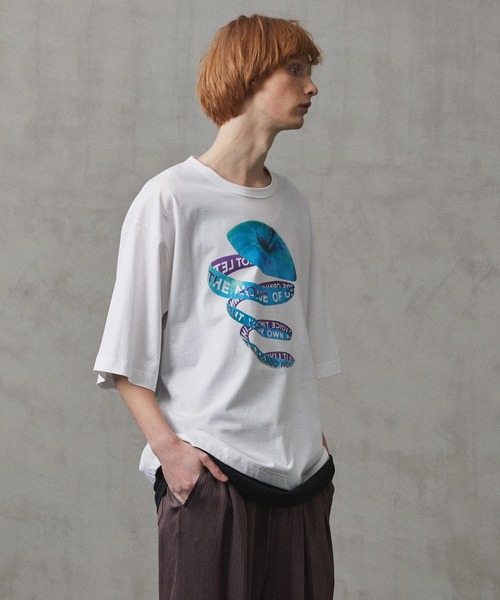 SHAREEF（シャリーフ）の「"APPLE PEEL" S/S BIG-T（Tシャツ/カットソー・メンズ・ホワイト/ブラック/チャコール/グリーン・1/2/3）」の2枚目の写真