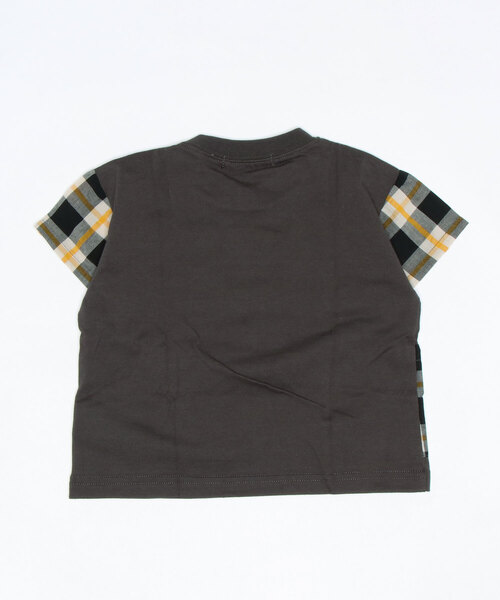 LB CLUB（エルビークラブ）の「チェック切替半袖Ｔシャツ（Tシャツ/カットソー・キッズ・ホワイト/ブラック・80/120/90/130/110/100）」の3枚目の写真