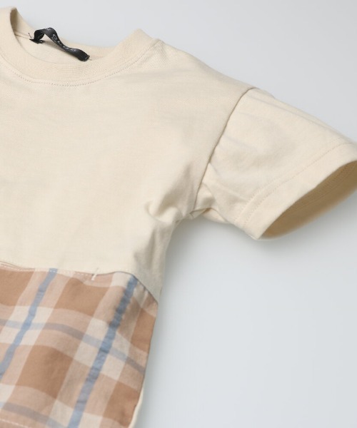 LB CLUB（エルビークラブ）の「チェック切替半袖Ｔシャツ（Tシャツ/カットソー・キッズ・ホワイト/ブラック・80/120/90/130/110/100）」の7枚目の写真