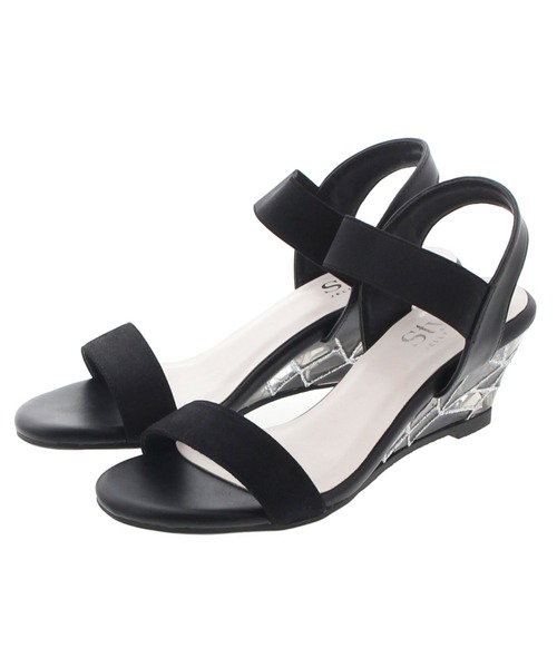 JELLY BEANS（ジェリービーンズ）の「クリアステンドグラスウェッジサンダル(217-2940)JELLY BEANS(ジェリービーンズ)（サンダル・レディース・ブラック/ピンク/ホワイト・LL/M/L/S）」の2枚目の写真