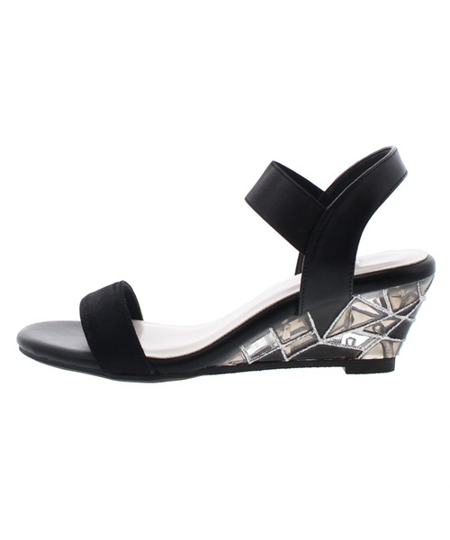 JELLY BEANS（ジェリービーンズ）の「クリアステンドグラスウェッジサンダル(217-2940)JELLY BEANS(ジェリービーンズ)（サンダル・レディース・ブラック/ピンク/ホワイト・LL/M/L/S）」の4枚目の写真