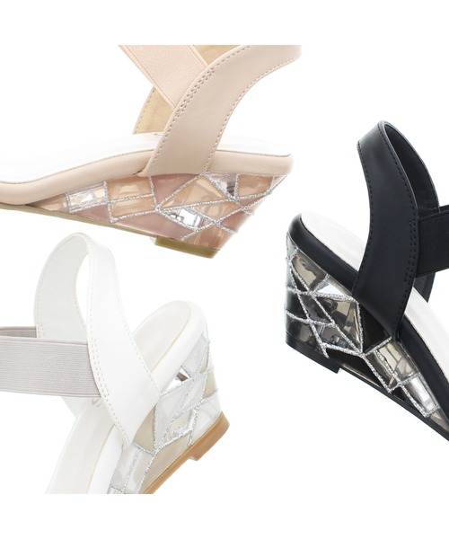 JELLY BEANS（ジェリービーンズ）の「クリアステンドグラスウェッジサンダル(217-2940)JELLY BEANS(ジェリービーンズ)（サンダル・レディース・ブラック/ピンク/ホワイト・LL/M/L/S）」の8枚目の写真