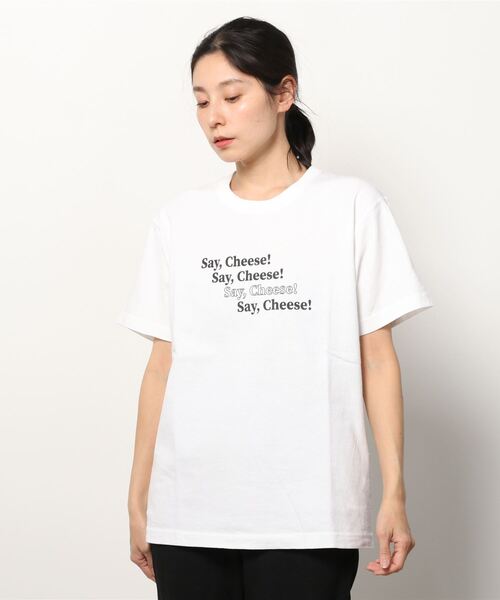 vent blanc（ヴァンブラン）の「vent blanc:"Say cheese"プリントTEEシャツ（Tシャツ/カットソー・レディース・オフホワイト/チャコールグレー/キャメル・FREE）」の8枚目の写真