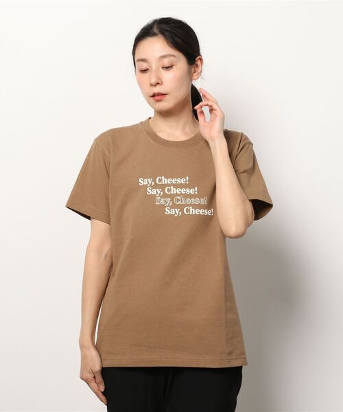 vent blanc（ヴァンブラン）の「vent blanc:"Say cheese"プリントTEEシャツ（Tシャツ/カットソー・レディース・オフホワイト/チャコールグレー/キャメル・FREE）」の7枚目の写真