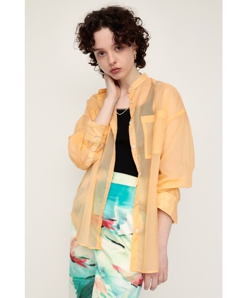 ブラウス シャツ SHEER STAND SHIRTS/シアースタンドシャツ レディース SLY（スライ）の「SHEER STAND COLLAR SHIRT シアー スタンド