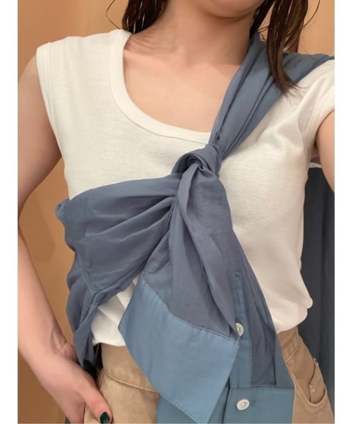 SLY（スライ）の「SHEER STAND COLLAR SHIRT シアー スタンドカラー シャツ（シャツ/ブラウス・レディース・ダークブルー/ライトグレー/イエロー・FREE）」の22枚目の写真