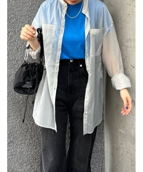 ブラウス シャツ SHEER STAND SHIRTS/シアースタンドシャツ レディース SLY（スライ）の「SHEER STAND COLLAR SHIRT シアー スタンド