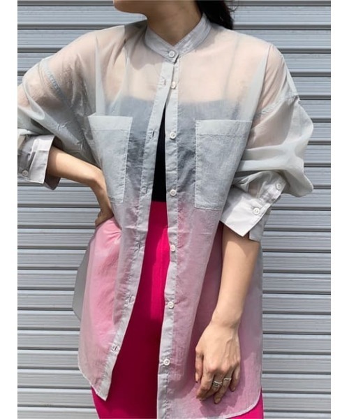 ブラウス シャツ SHEER STAND SHIRTS/シアースタンドシャツ レディース SLY（スライ）の「SHEER STAND COLLAR SHIRT シアー スタンド