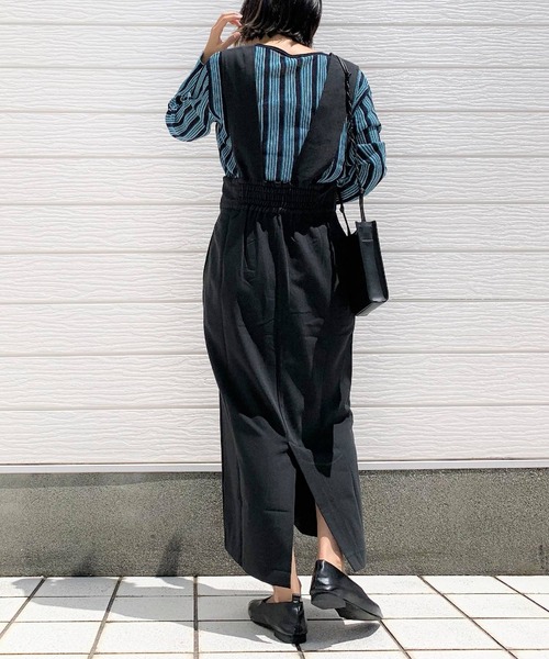 Q（キュー）の「ハイウエストジャンパースカート（ジャンパースカート・レディース・ブラック/ベージュ・MEDIUM）」の12枚目の写真