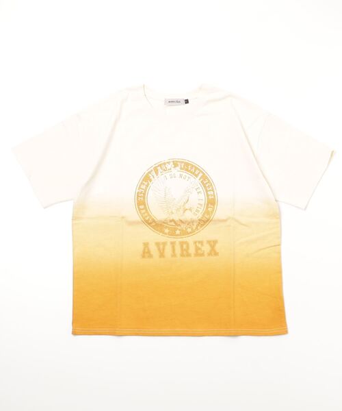 AVIREX（アヴィレックス）の「GRADATION EMB COLLEGE T-SHIRT/ グラデーション刺繍カレッジTシャツ（Tシャツ/カットソー・レディース・ネイビー/イエロー・FREE）」の9枚目の写真