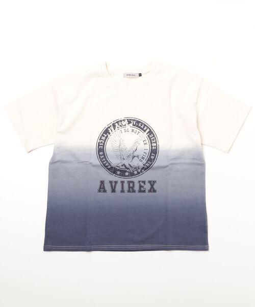 AVIREX（アヴィレックス）の「GRADATION EMB COLLEGE T-SHIRT/ グラデーション刺繍カレッジTシャツ（Tシャツ/カットソー・レディース・ネイビー/イエロー・FREE）」の8枚目の写真