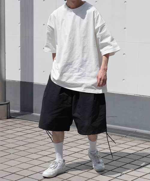 Perushu(ペルーシュ)の「総柄刺繍オーバーTシャツ(Tシャツ/カットソー・メンズ・ブラック/パープル/オフホワイト/ライトグリーン・MEDIUM/LARGE)」の8枚目の写真