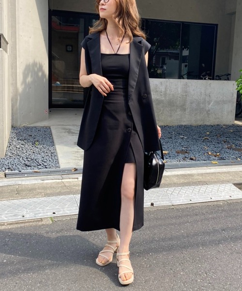 one after another NICE CLAUP（ワンアフターアナザーナイスクラップ）の「カップ付きホルターキャミブラトップ（キャミソール・レディース・ブラック/ブラウン/オフホワイト/ピンク・FREE）」の6枚目の写真