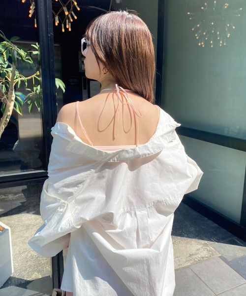 one after another NICE CLAUP（ワンアフターアナザーナイスクラップ）の「カップ付きホルターキャミブラトップ（キャミソール・レディース・ブラック/ブラウン/オフホワイト/ピンク・FREE）」の19枚目の写真