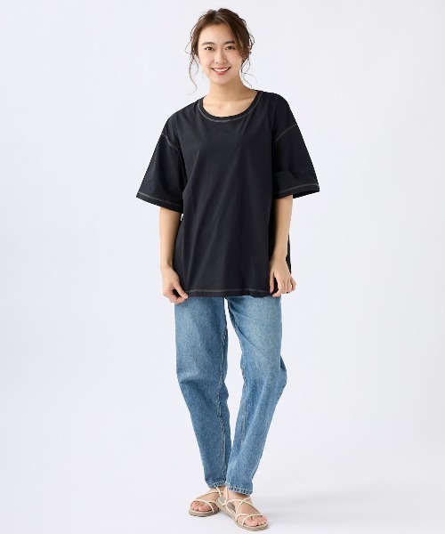 Ocean Pacific（オーシャンパシフィック）の「【OP:オーピー】レディース半袖ラッシュTシャツ 　ヨガウェア ピラティス トレーニングウェア（ラッシュガード・レディース・チャコールグレー/ブラウン/ミント/ホワイト・X-LARGE/MEDIUM/LARGE）」の18枚目の写真