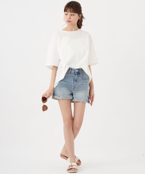 Ocean Pacific（オーシャンパシフィック）の「【OP:オーピー】レディース半袖ラッシュTシャツ 　ヨガウェア ピラティス トレーニングウェア（ラッシュガード・レディース・チャコールグレー/ブラウン/ミント/ホワイト・X-LARGE/MEDIUM/LARGE）」の5枚目の写真