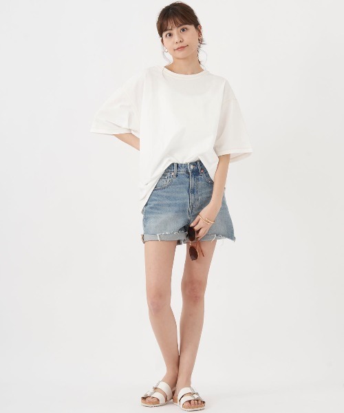 Ocean Pacific（オーシャンパシフィック）の「【OP:オーピー】レディース半袖ラッシュTシャツ 　ヨガウェア ピラティス トレーニングウェア（ラッシュガード・レディース・チャコールグレー/ブラウン/ミント/ホワイト・X-LARGE/MEDIUM/LARGE）」の6枚目の写真